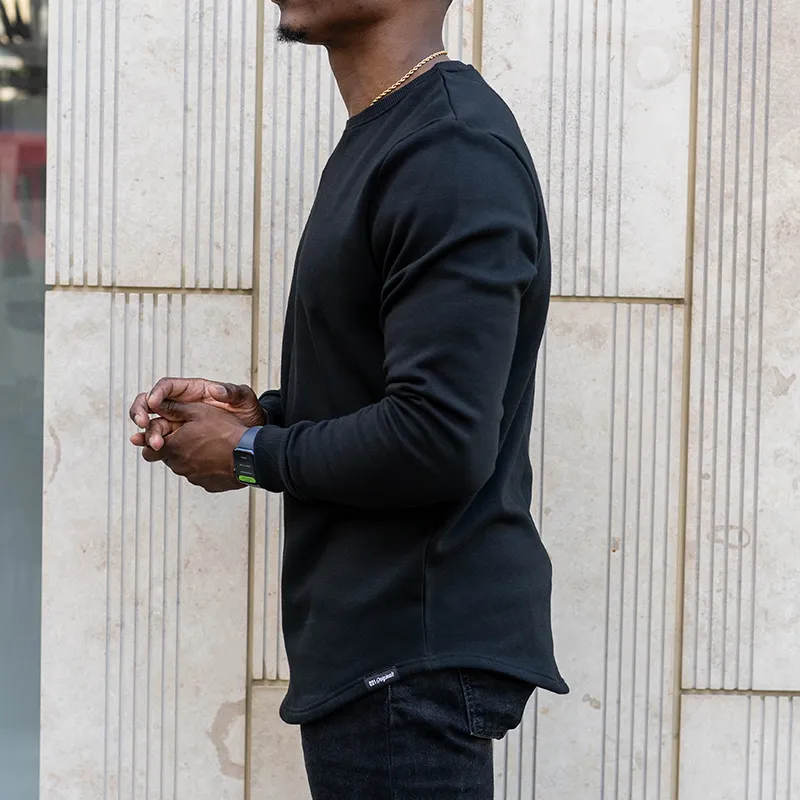 021 ESSENTIAL DROP CUT CREWNECK - BLACK