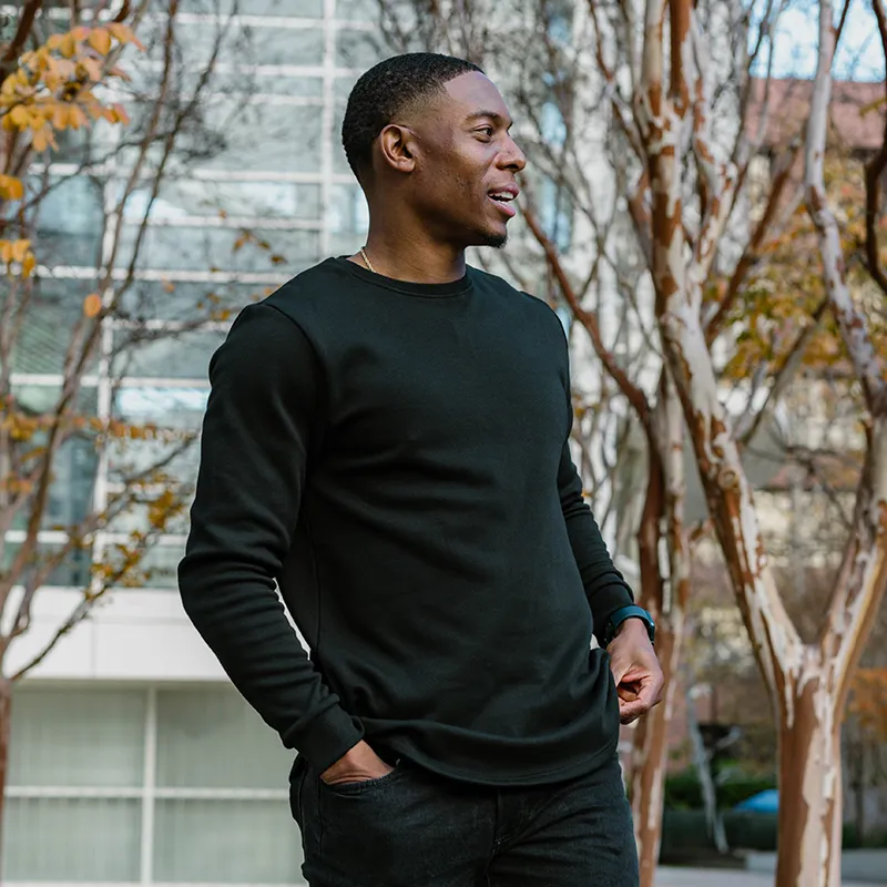 021 ESSENTIAL DROP CUT CREWNECK - BLACK