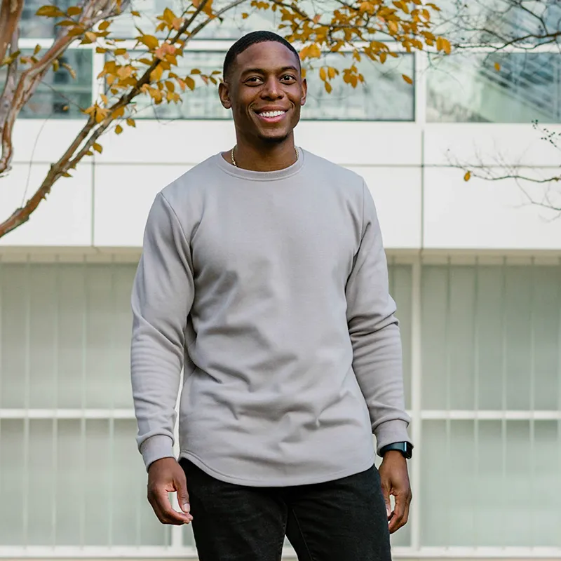 021 ESSENTIAL DROP CUT CREWNECK - CEMENT