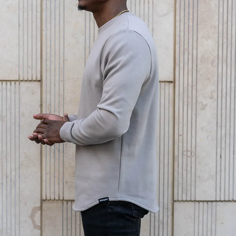 021 ESSENTIAL DROP CUT CREWNECK - CEMENT