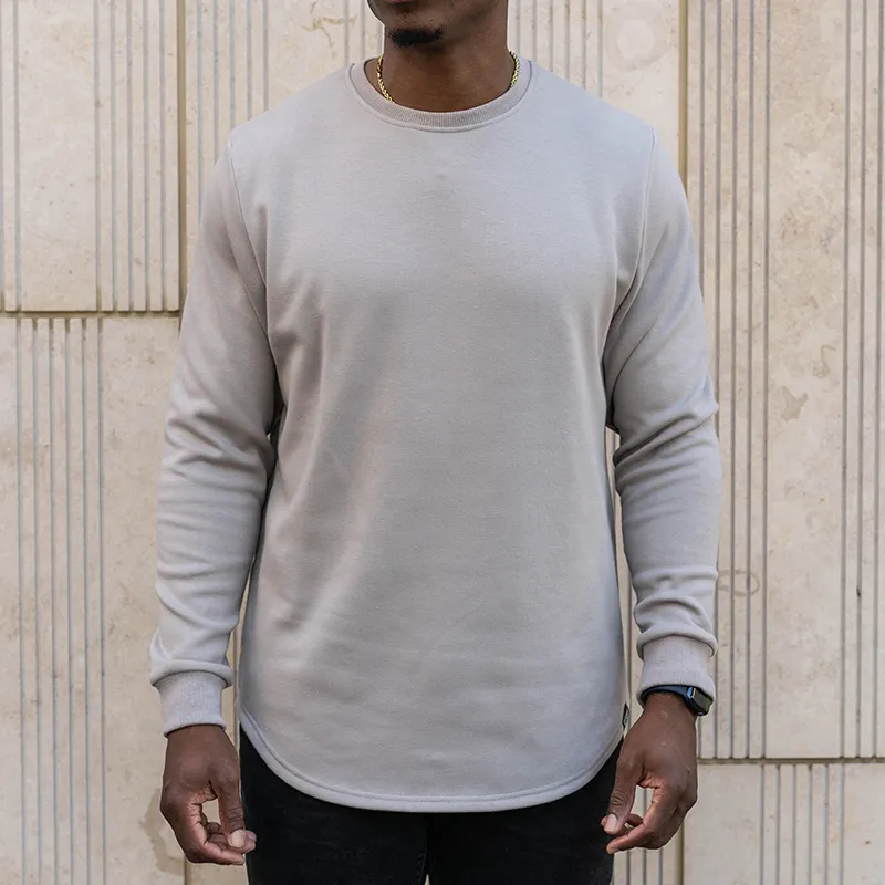 021 ESSENTIAL DROP CUT CREWNECK - CEMENT
