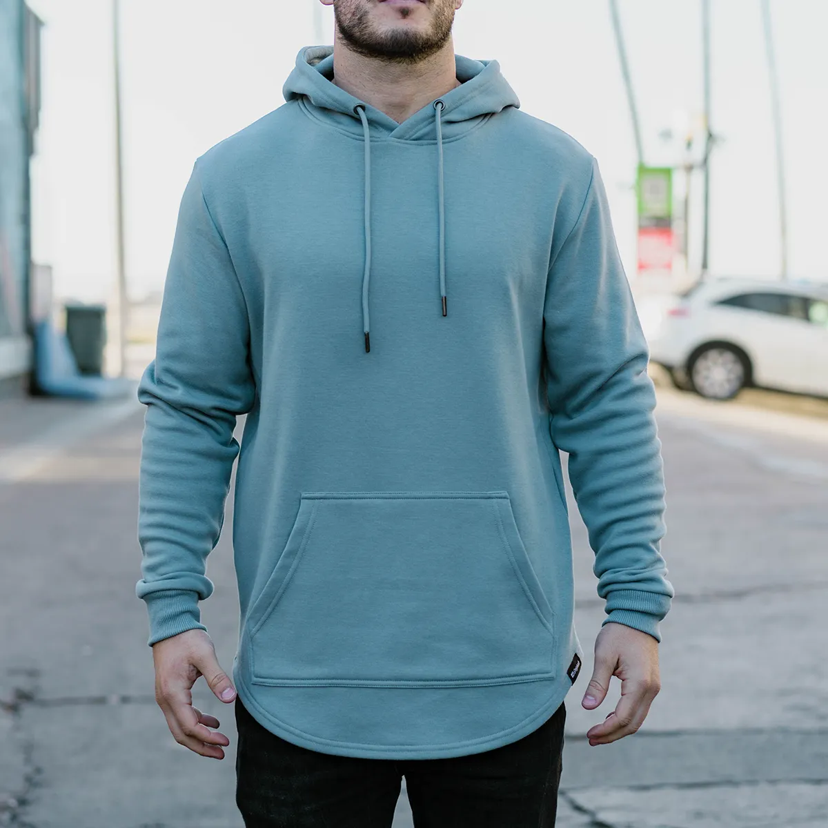 021 ESSENTIAL DROP CUT HOODIE - BLUE STEEL