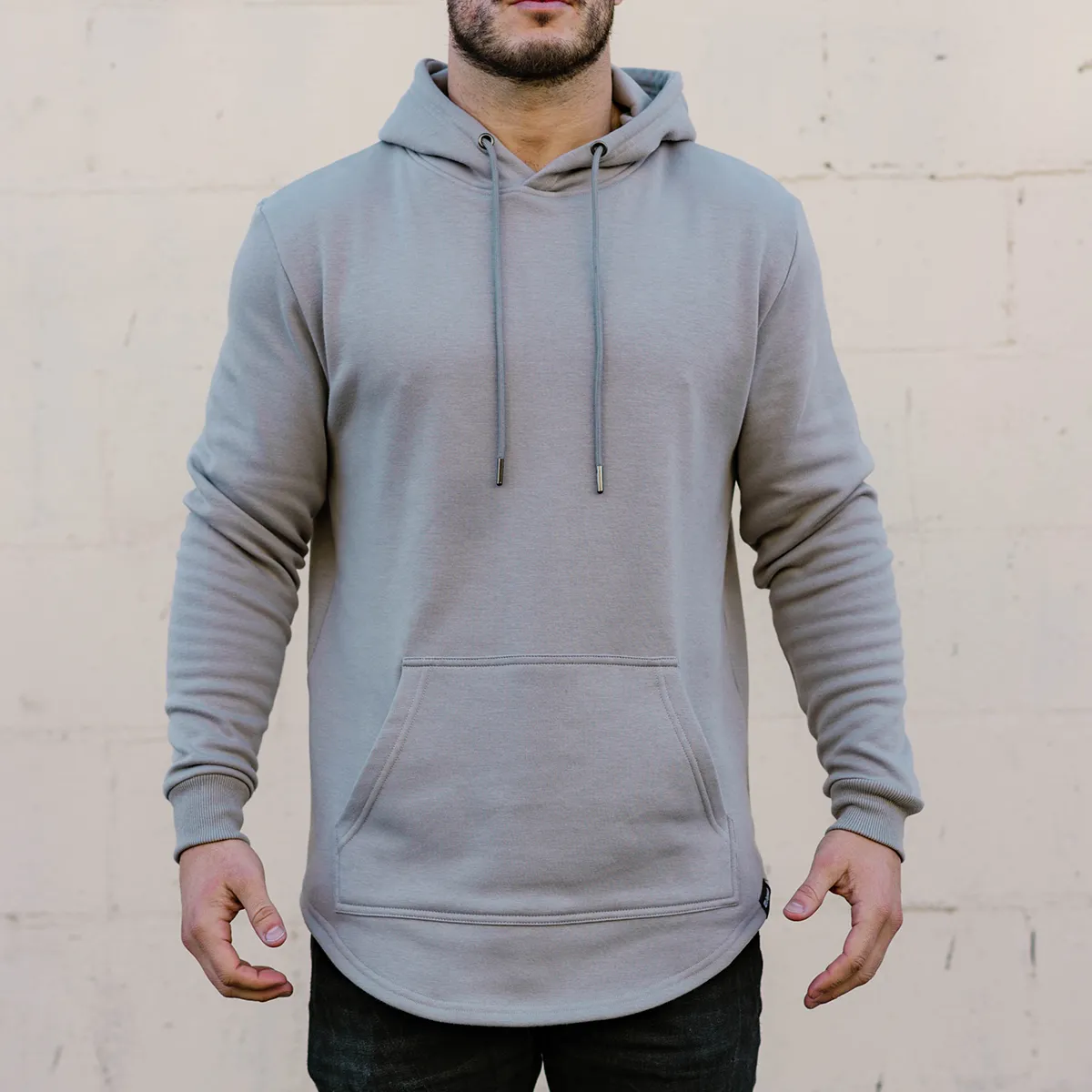 021 ESSENTIAL DROP CUT HOODIE - CEMENT