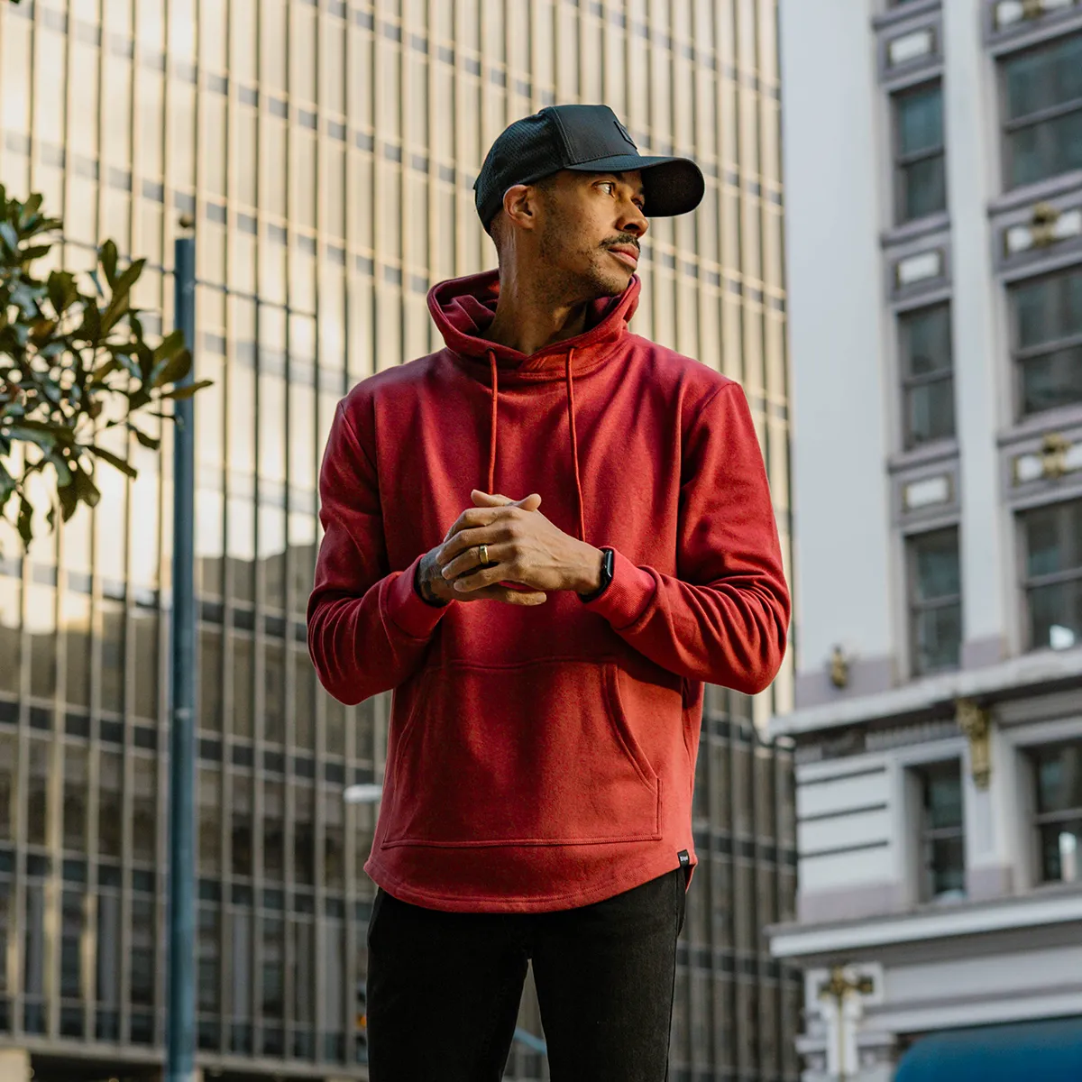 021 ESSENTIAL DROP CUT HOODIE - RUST