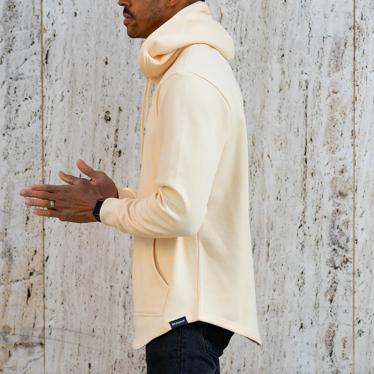 021 ESSENTIAL DROP CUT HOODIE - SAND