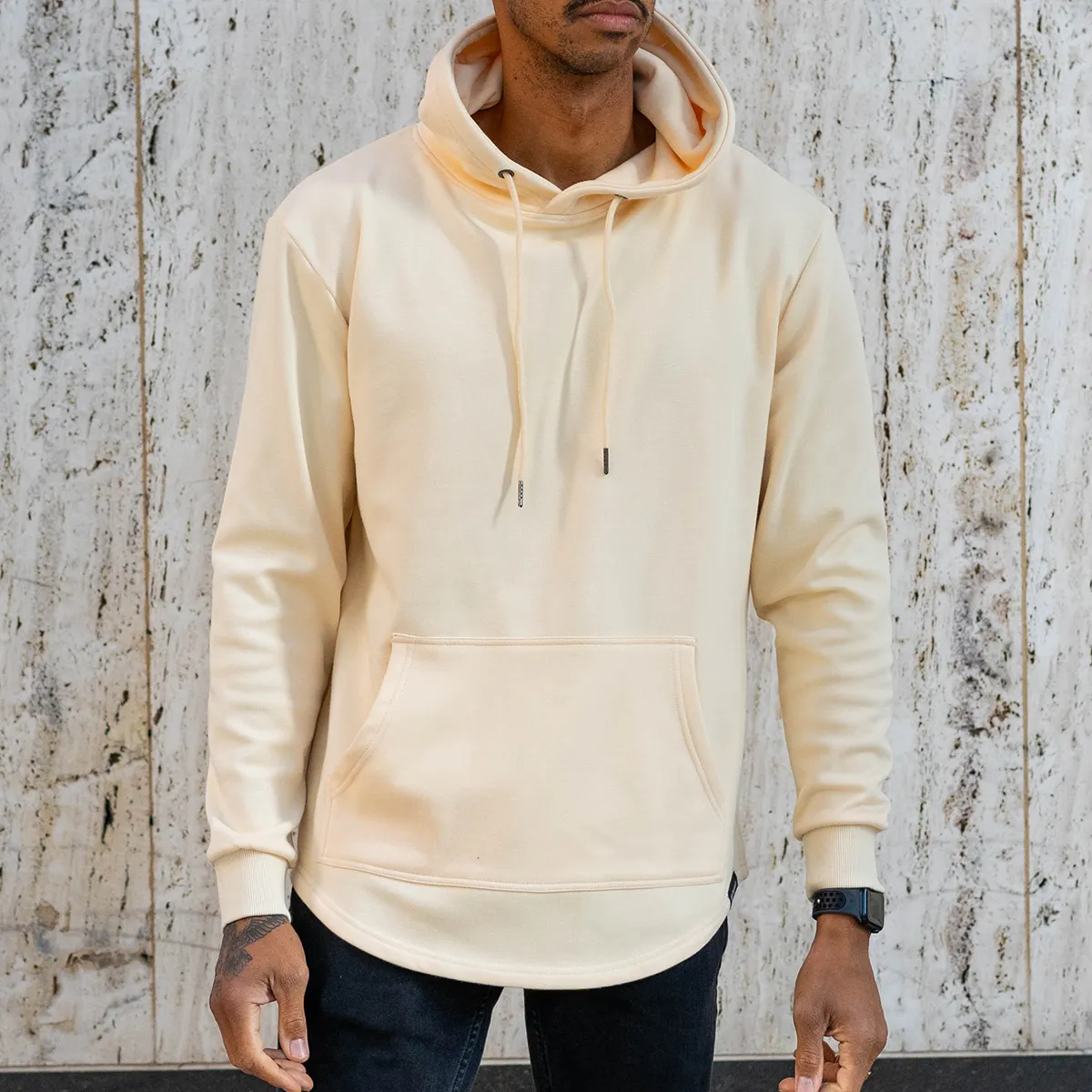021 ESSENTIAL DROP CUT HOODIE - SAND
