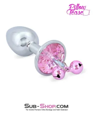0542E      Belle of the Balls Small Pink Gem Plug with Pink Bells - LAST CHANCE - Final Closeout!