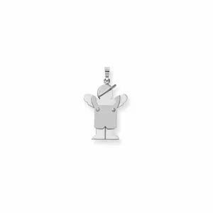 14 White Gold Solid Medium Boy With Hat Love Charm