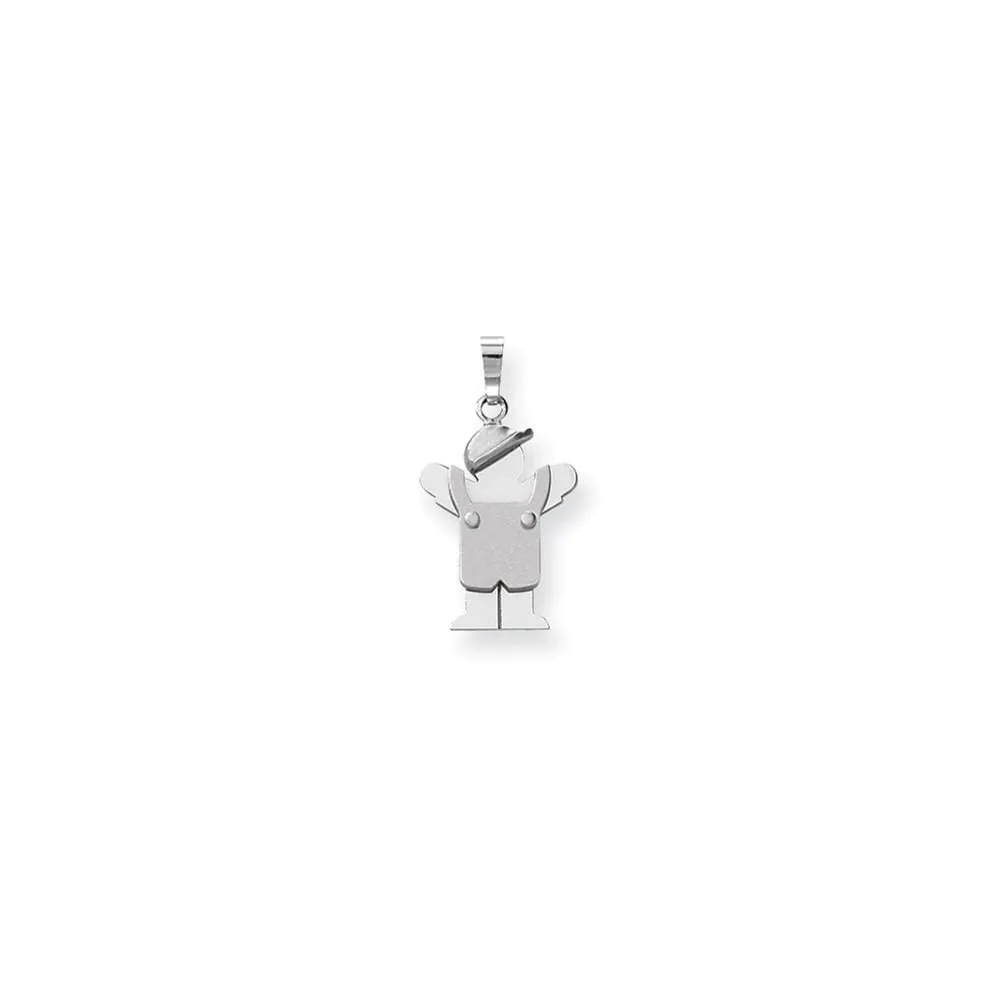 14k White Gold Solid Small Boy With Hat Love Charm