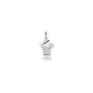 14k White Gold Solid Small Boy With Hat Love Charm