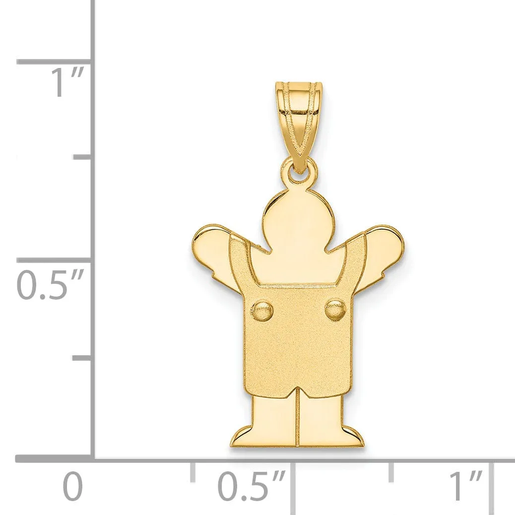 14k Yellow Gold Solid Love Boy With Overalls Charm