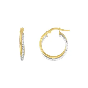 15mm Intertwined Plain/Twisted Tube Hoop Earrings