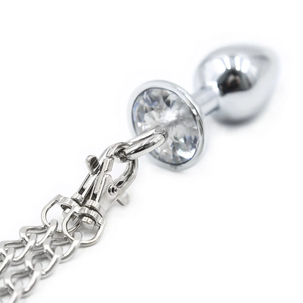 1714MQ      Handcuffs Attached to Crystal Base Butt Plug Set