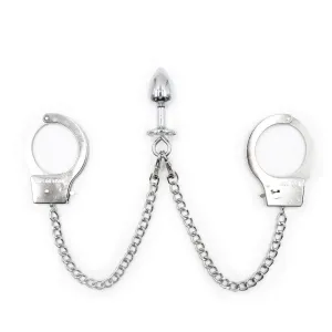 1714MQ-SIS      Handcuffs Attached to Crystal Base Butt Plug Set