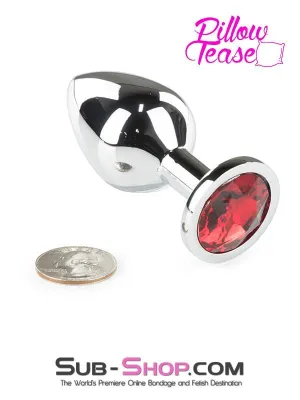 1854M      Chromed Light Weight Ruby Red Crystal Tipped Butt Plug, Medium - MEGA Deal
