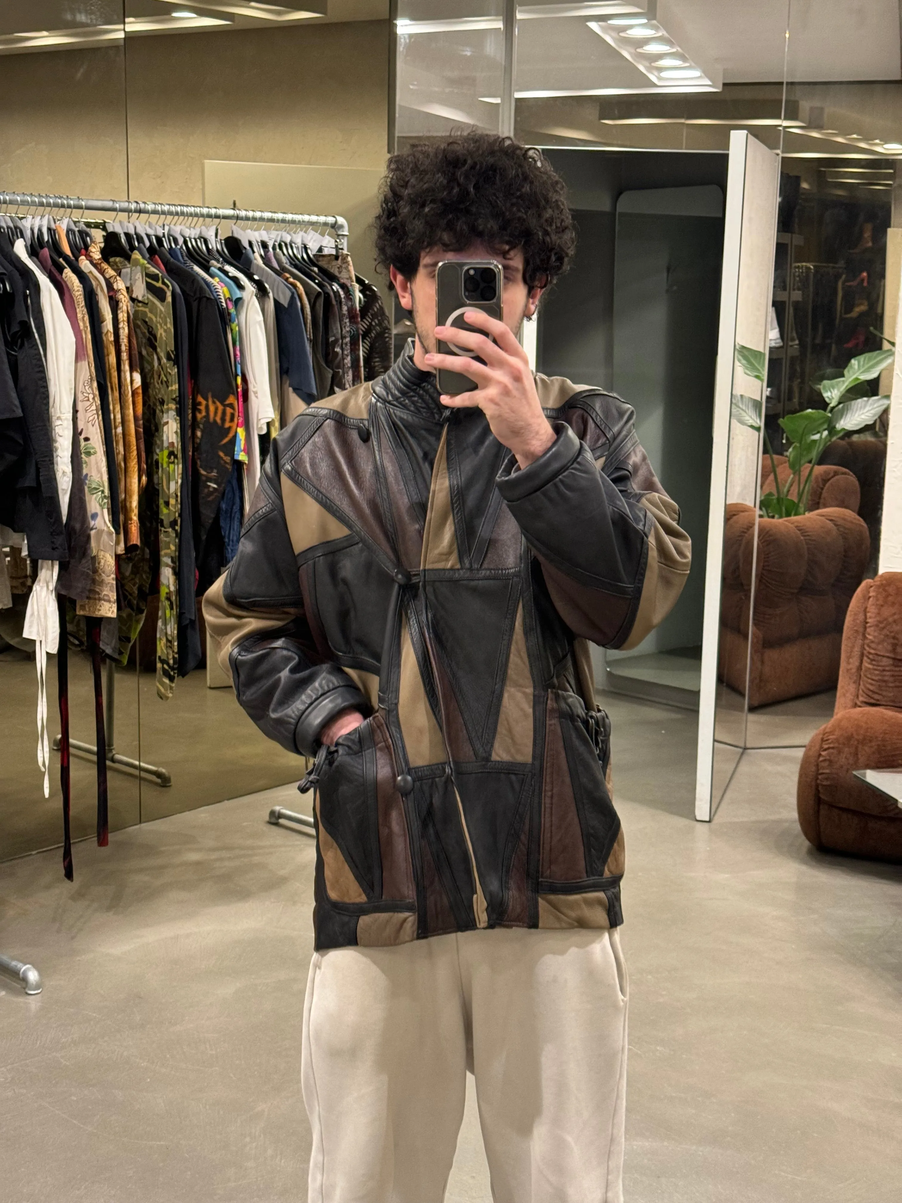 1980s Yves Saint Laurent patchwork leather coat