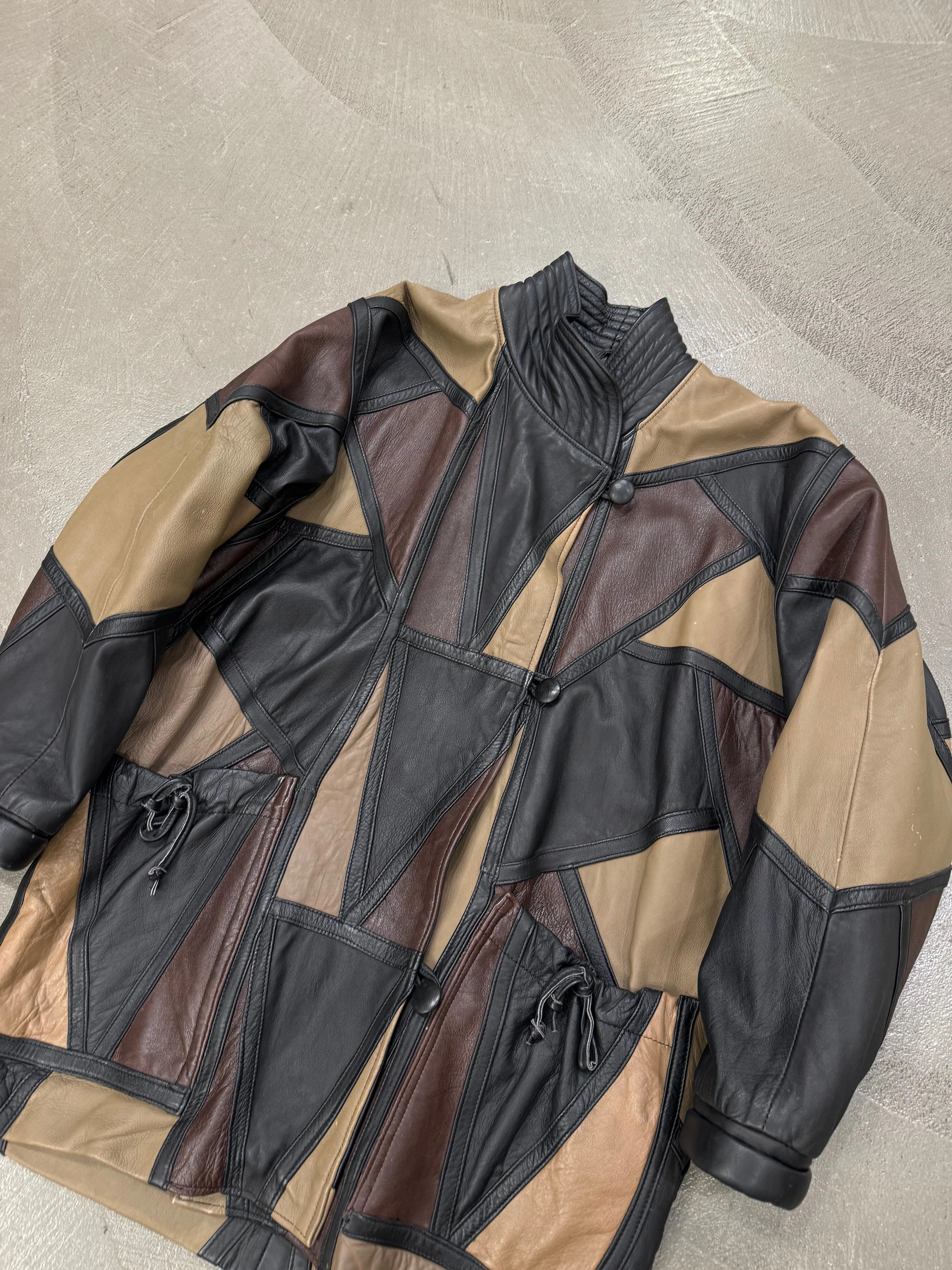 1980s Yves Saint Laurent patchwork leather coat