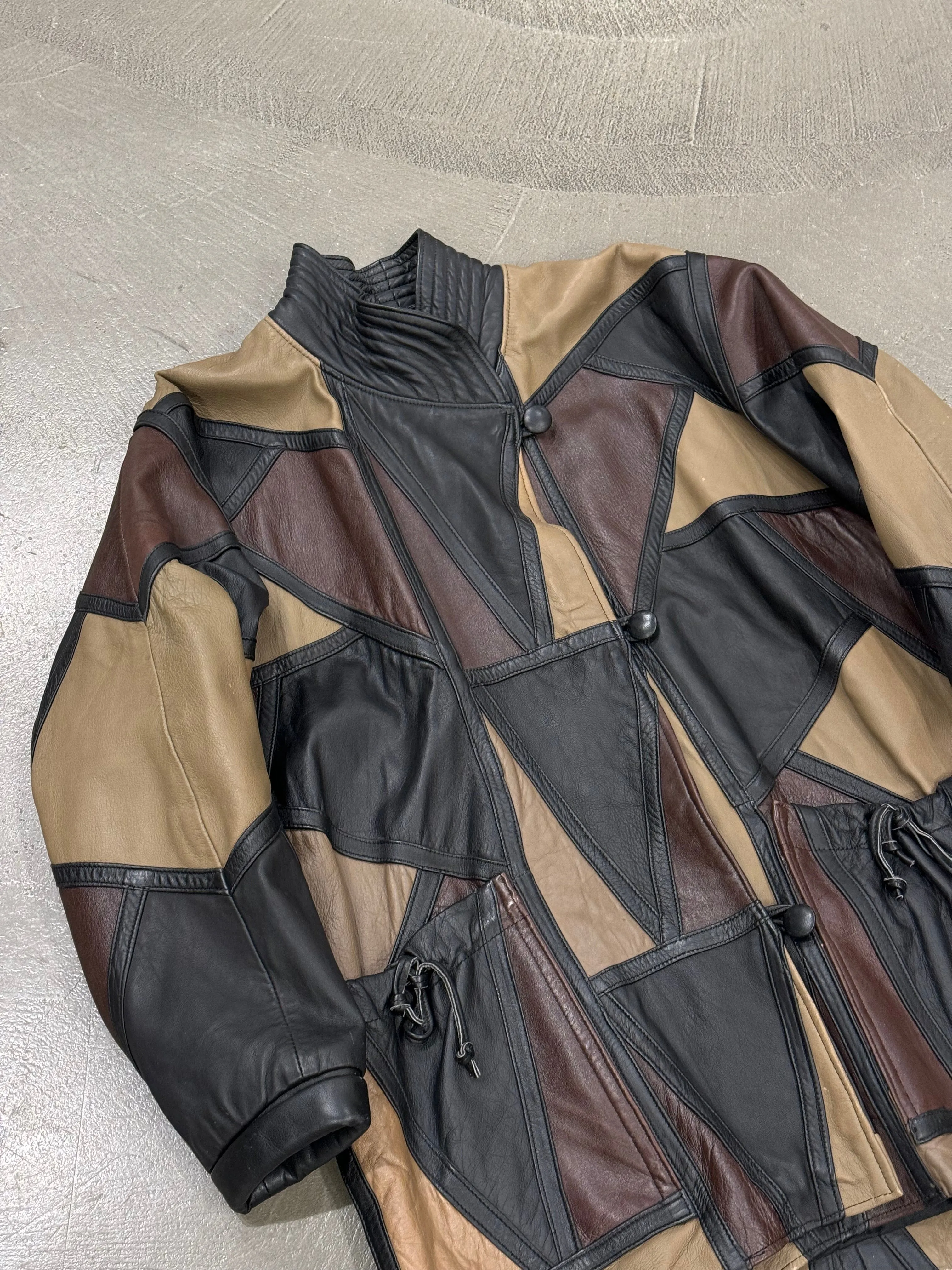 1980s Yves Saint Laurent patchwork leather coat