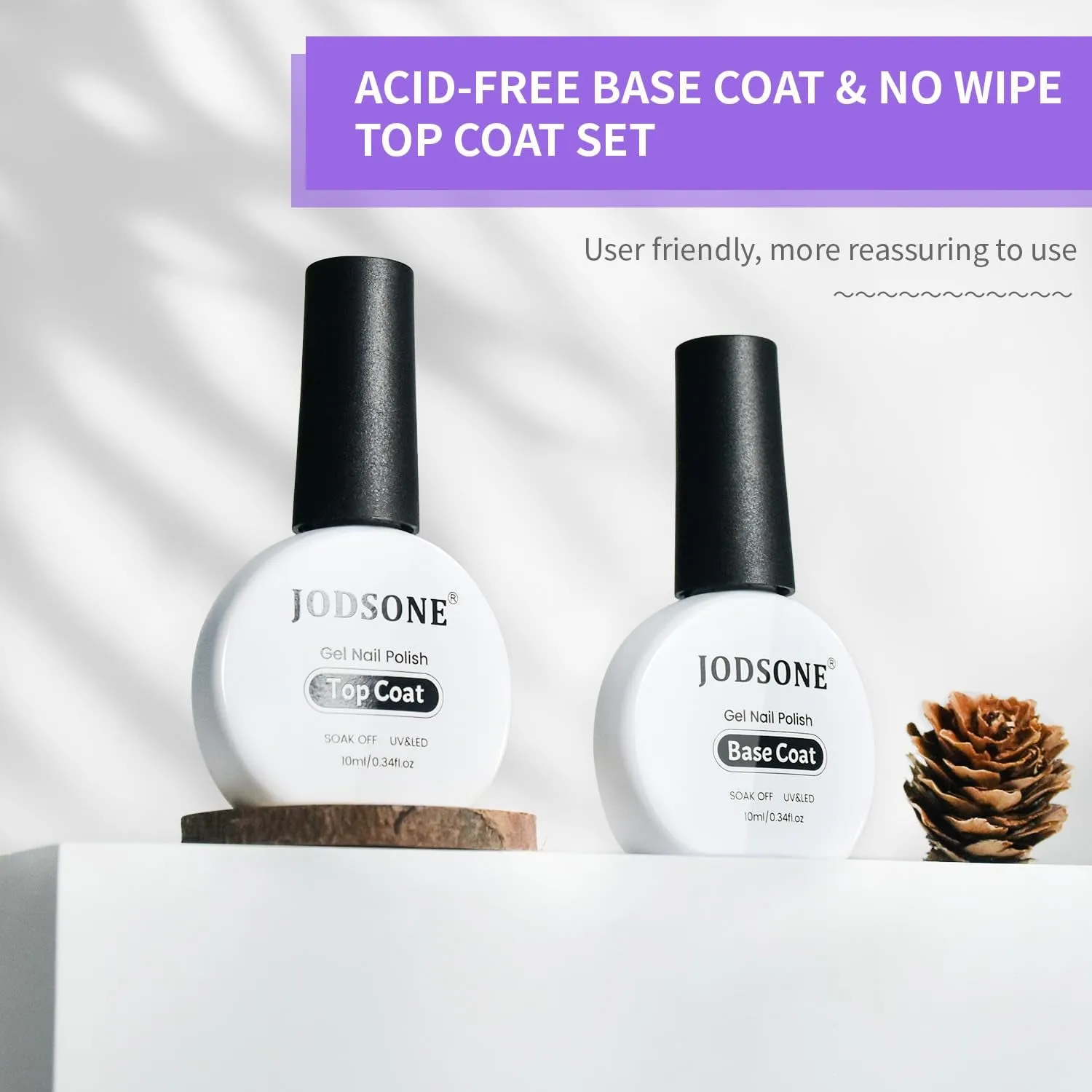 2 Bottles 10Ml of Top Coat Base Coat Gel Polish Set Bright Surface at Home DIY Nail Salon Girl Gift, Transparent