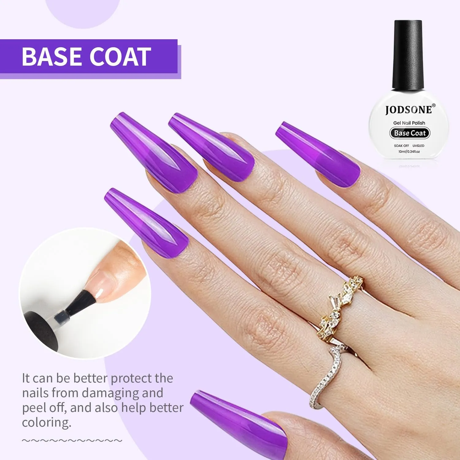 2 Bottles 10Ml of Top Coat Base Coat Gel Polish Set Bright Surface at Home DIY Nail Salon Girl Gift, Transparent