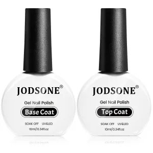 2 Bottles 10Ml of Top Coat Base Coat Gel Polish Set Bright Surface at Home DIY Nail Salon Girl Gift, Transparent