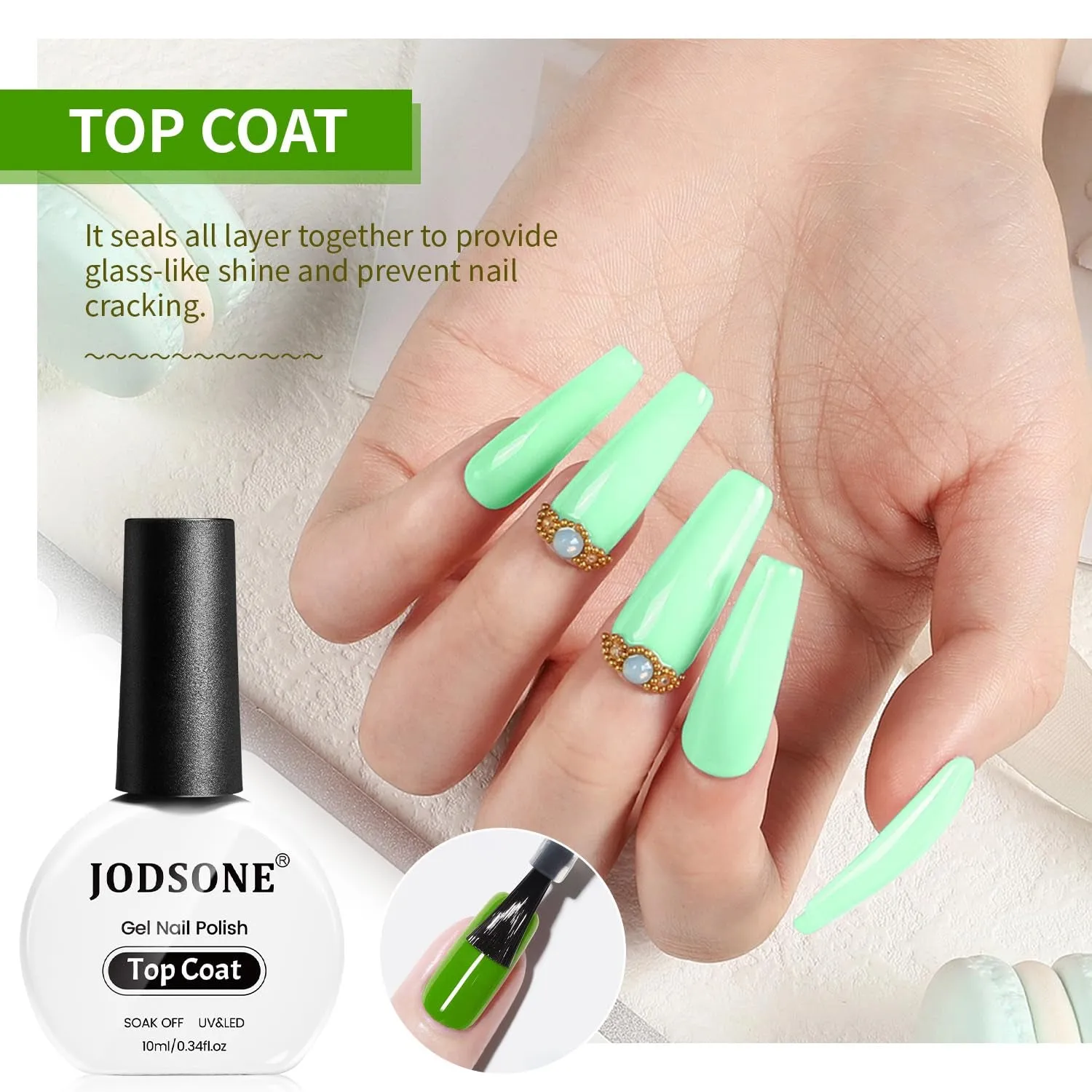 2 Bottles 10Ml of Top Coat Base Coat Gel Polish Set Bright Surface at Home DIY Nail Salon Girl Gift, Transparent