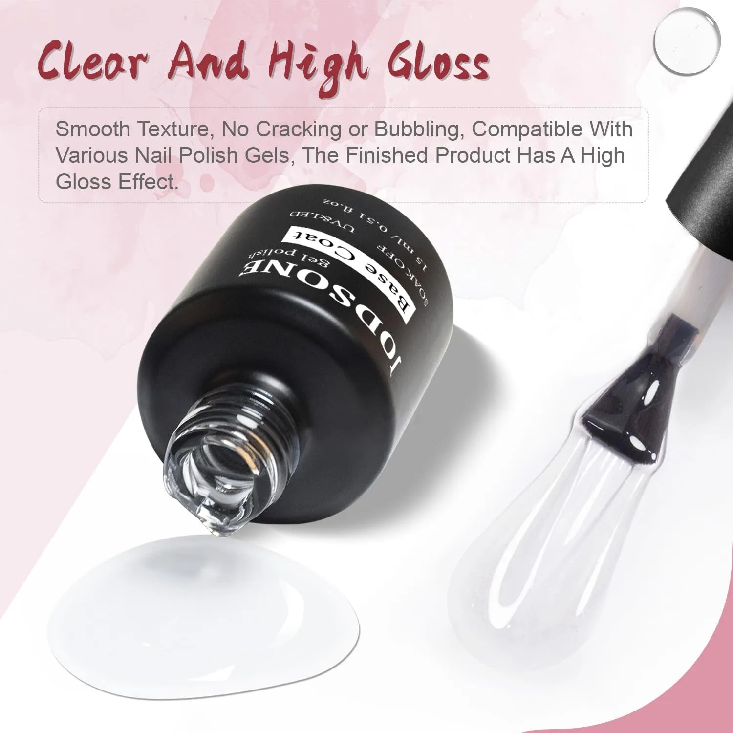 2 Bottles of Top Coat Base Coat Set No Wipe Foundation Combination Bright Surface at Home DIY Nail Salon Girl Gift