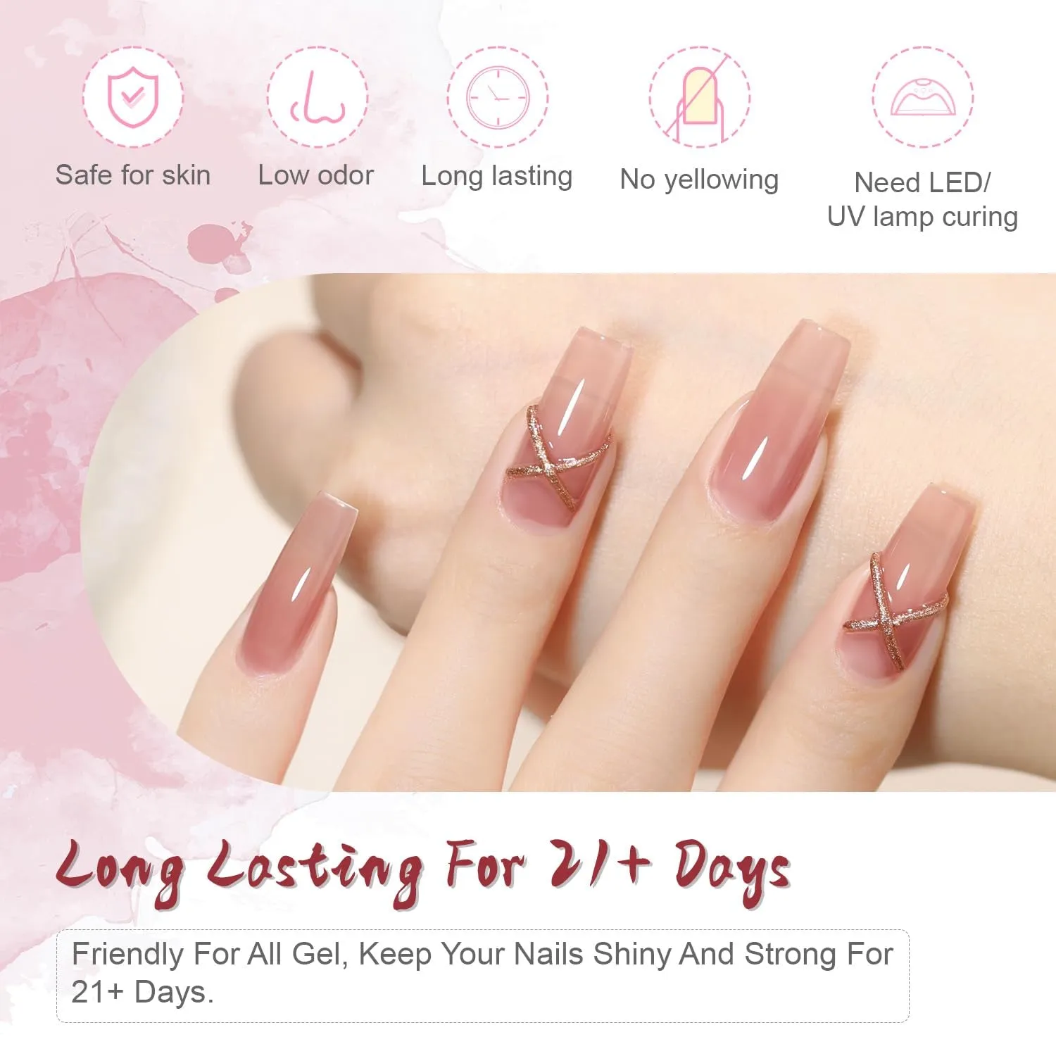 2 Bottles of Top Coat Base Coat Set No Wipe Foundation Combination Bright Surface at Home DIY Nail Salon Girl Gift