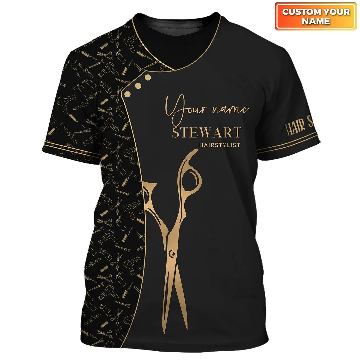 2 Fashion Custom Hair Uniform Hairdresser Tee Shirt Hairstylist Tools T-Shirts (Non workwear)