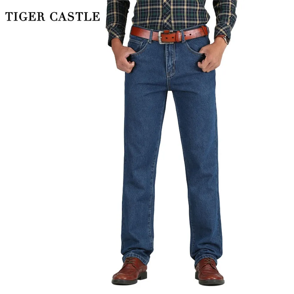 2019 Men Cotton Straight Classic Jeans Spring Autumn Male Denim Pants Overalls Designer Men Jeans High Quality Size 28-46