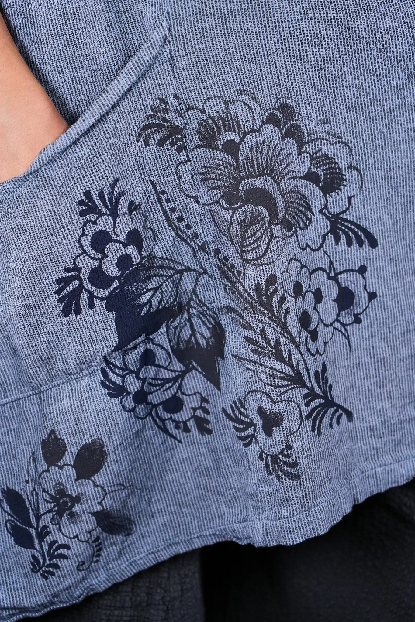 2133 Striped Crossover Tunic Sky