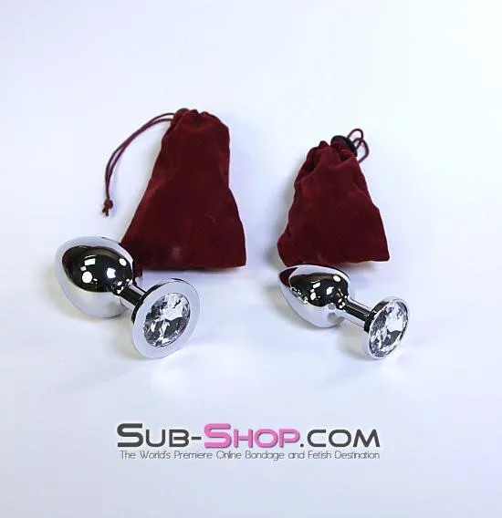 2308HS-SIS      Chromed Steel Crystal Sissy Damsel Anal Plug, Large Plug, Diamond Crystal