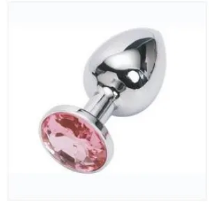 2309HS  Chromed Steel Crystal Anal Plug, Small Plug, Fuchsia Crystal - MEGA Deal