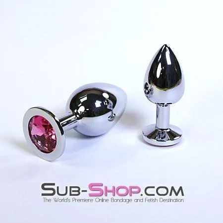 2309HS-SIS      Sissy Boy Chromed Steel Crystal Anal Plug, Small Plug, Fuchsia Crystal