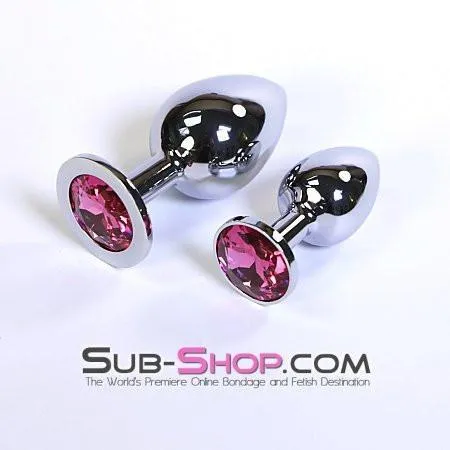 2309HS-SIS      Sissy Boy Chromed Steel Crystal Anal Plug, Small Plug, Fuchsia Crystal