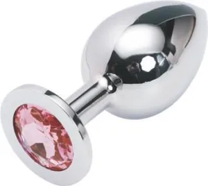 2310HS  Chromed Steel Crystal Anal Plug, Large Plug, Fuchsia Crystal - MEGA Deal