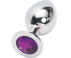 2312HS    Chromed Steel Crystal Anal Plug, Large Plug, Amethyst Crystal - LAST CHANCE - Final Closeout!