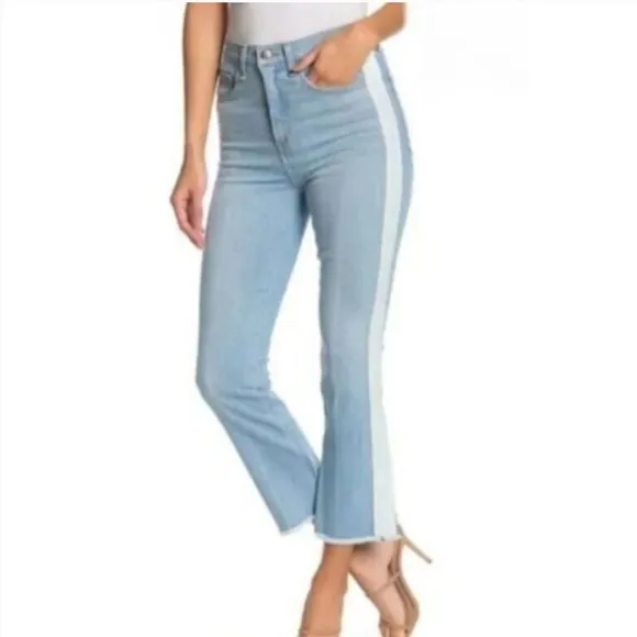 $278 Veronica Beard Carly 11&quot; Kick Flare Side Stripe High Rise Denim Jeans 28