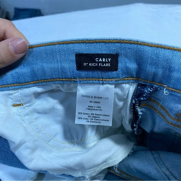 $278 Veronica Beard Carly 11&quot; Kick Flare Side Stripe High Rise Denim Jeans 28