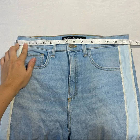 $278 Veronica Beard Carly 11&quot; Kick Flare Side Stripe High Rise Denim Jeans 28