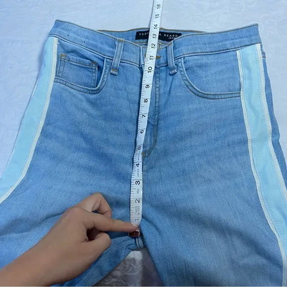 $278 Veronica Beard Carly 11&quot; Kick Flare Side Stripe High Rise Denim Jeans 28