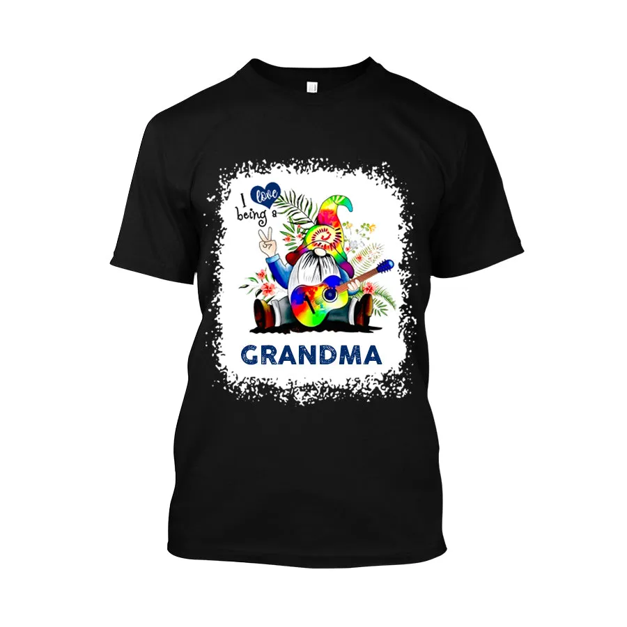 2D Black Tshirt Custom I Love Being Grandma Hippie