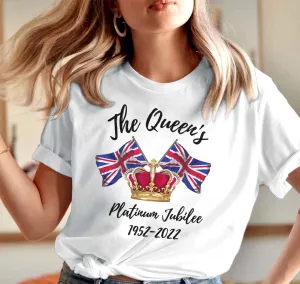 2D White Tshirt - Queen Elizabeth II Platinum Jubile - Hdmt