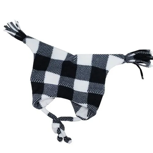 2PT FRINGE JESTER W/ EAR LUGS BUFFALO CHECK WHITE