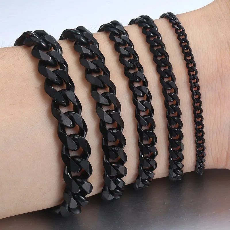 3-11mm Men's Black Stainless Steel Bracelet - Boldly Understated
