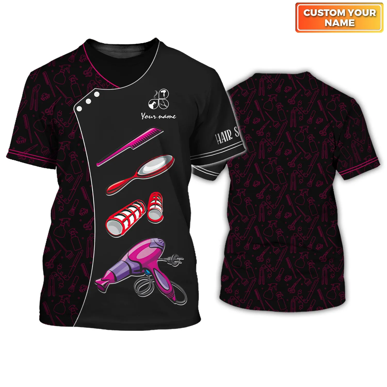 3 Fashion Custom Hair Uniform Hairdresser Tee Shirt Hairstylist Tools T-Shirts (Non workwear)