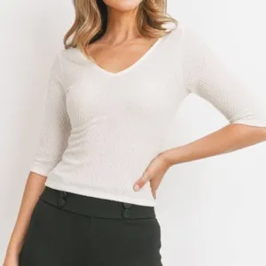 3/4 Quarter Sleeve Chevron Knit Top
