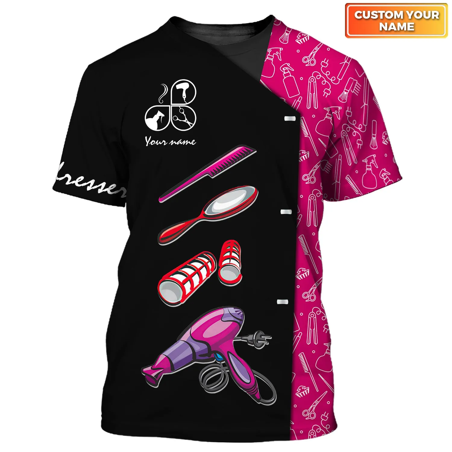 4 Fashion Custom Hair Uniform Hairdresser Tee Shirt Hairstylist Tools T-Shirts (Non workwear)