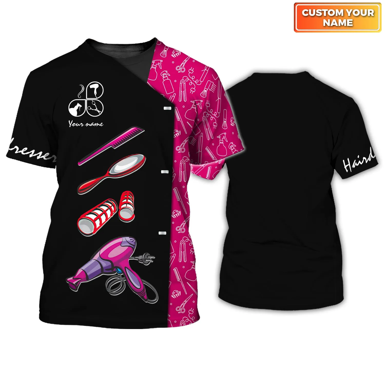 4 Fashion Custom Hair Uniform Hairdresser Tee Shirt Hairstylist Tools T-Shirts (Non workwear)