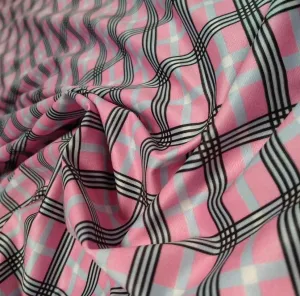 4-Way Stretch Plaid Fabric by the Yard - Black White Green Orange